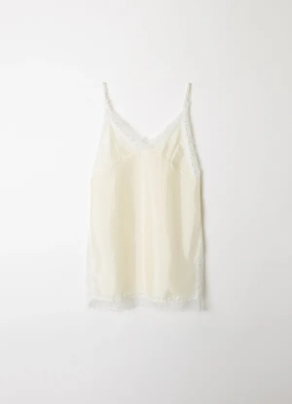 Silky Lace Layered Slip Top - Cream Butter