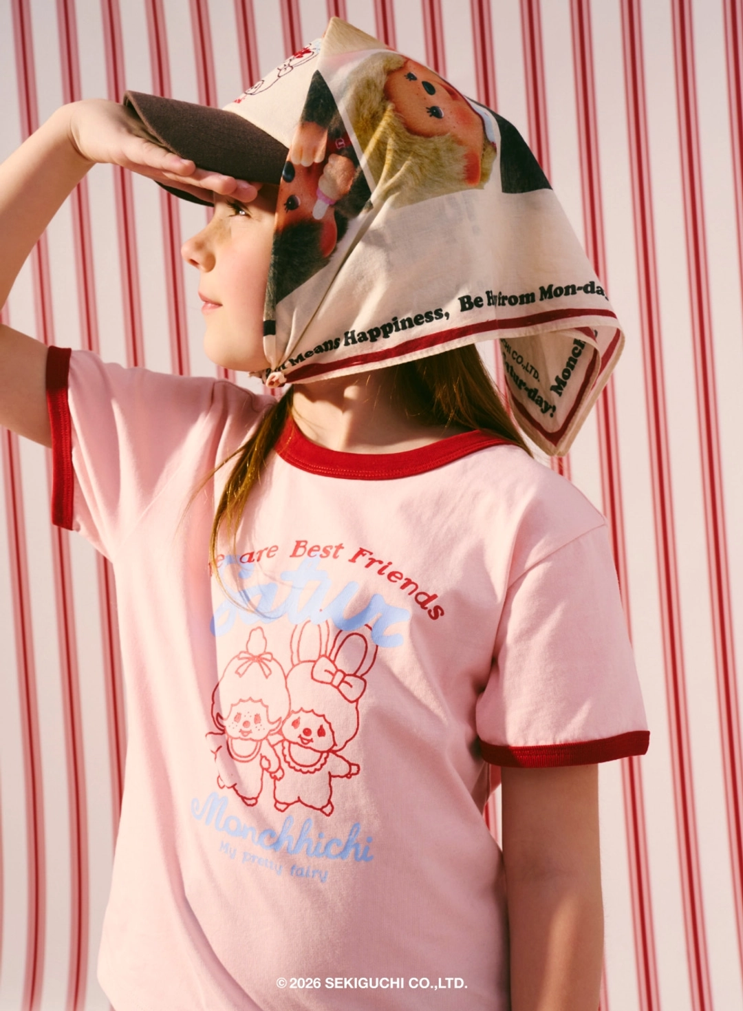 세터 (K) Satur X Monchhichi Ringer T-Shirt - Pink 상품 이미지 3