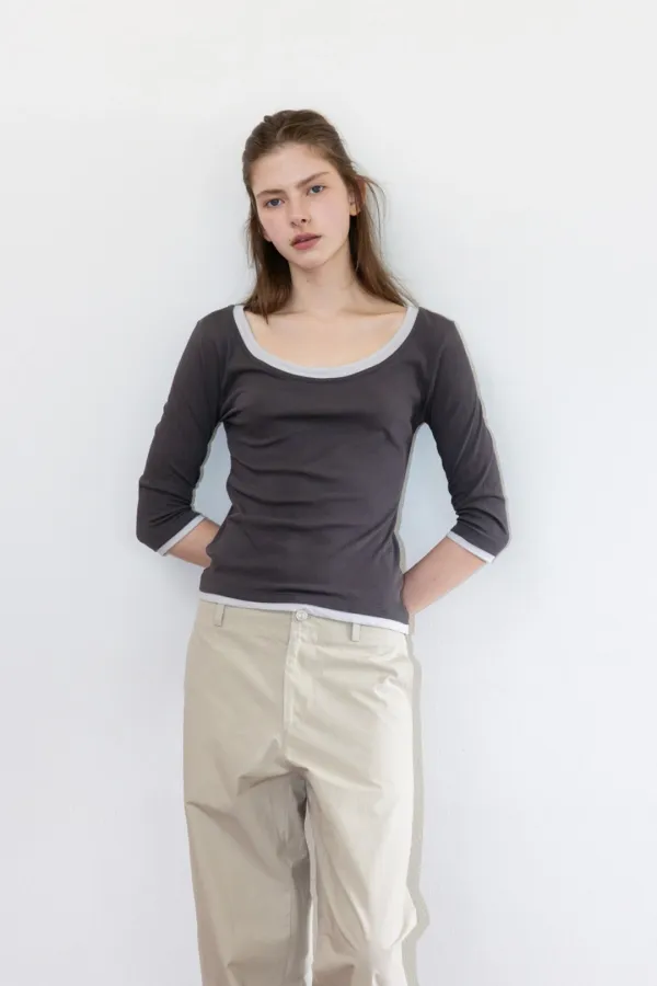 [2nd] Double Layered Tee_Charcoal