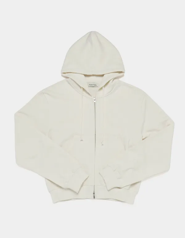 Zoë Loose Zip-up Hoodie (Cream)