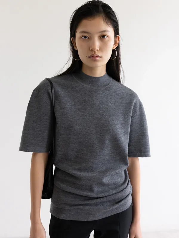 MOCKNECK KNIT TOP in WOOL [IVORY, GREY]