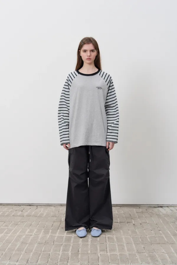 [김가을 PICK] Niro Stripe Raglan Long Top - Grey(Black)
