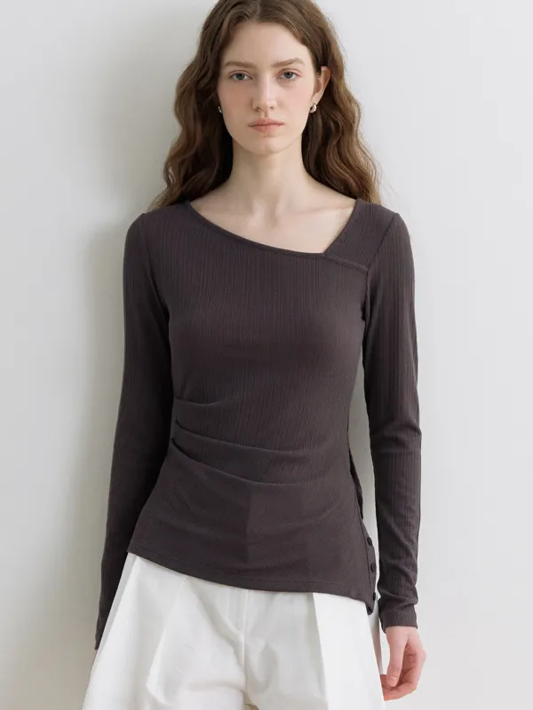 comos 1709 unbalance button point T-shirt (charcoal)