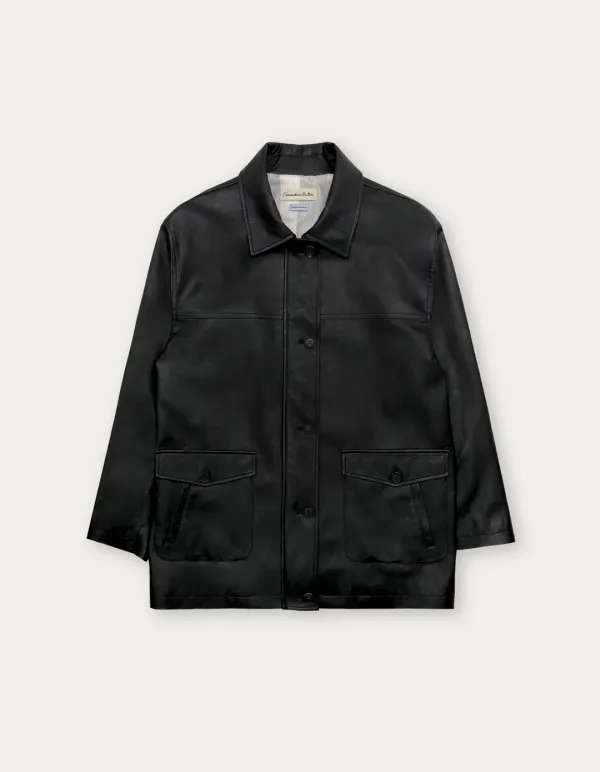 Pesto Half Leather Jacket - Black