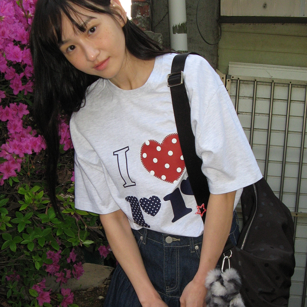 론론 I LUV RR OVER FIT T SHIRT WHITE NAVY 상품 이미지 2