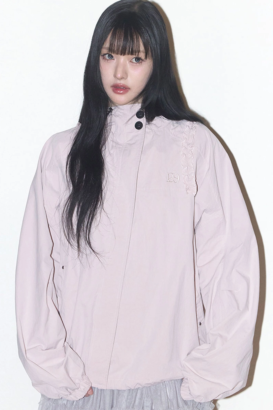 일리고 오블리크 프릴 후드 자켓 핑크 상품 이미지 1