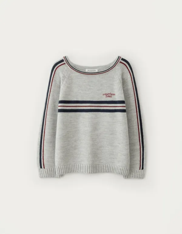 Line Small Logo Stripe Knit - Light Grey