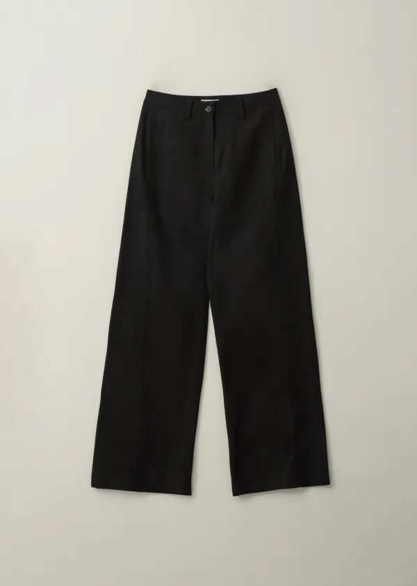 SIDE CURVED WIDE PANTS (moat black)