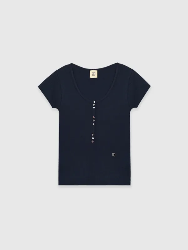 Limited Henley Neck Knit (Midnight Navy)
