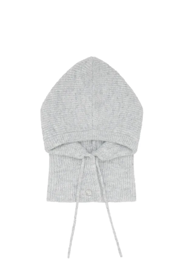HAIRY WOOL BALACLAVA IN MELANGE GREY