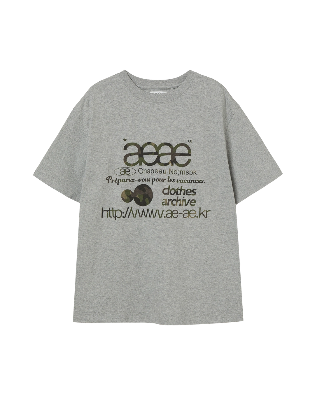 에이이에이이 WEB LOGO T-SHIRTS [MELANGE GREY/CAMO] 상품 이미지 2