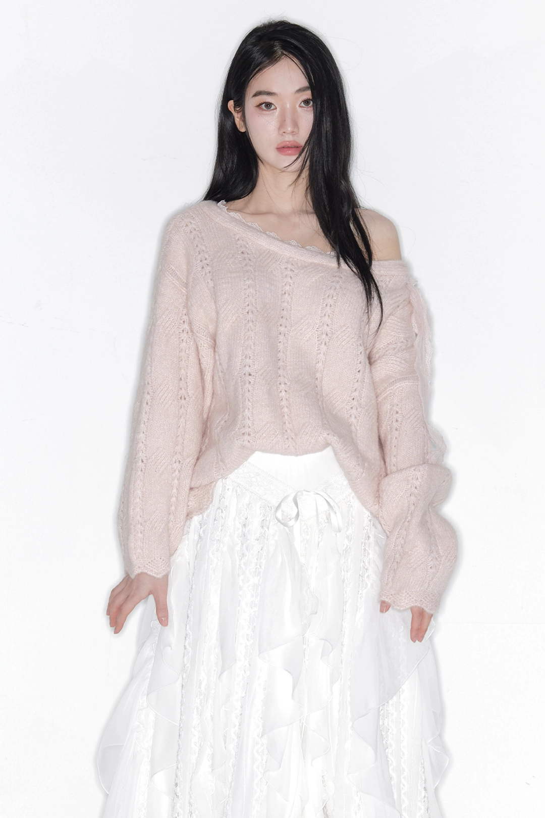 더티스 [3차]SOFT VEIL OFF SHOULDER KNIT_TT6S302PK 상품 이미지 1