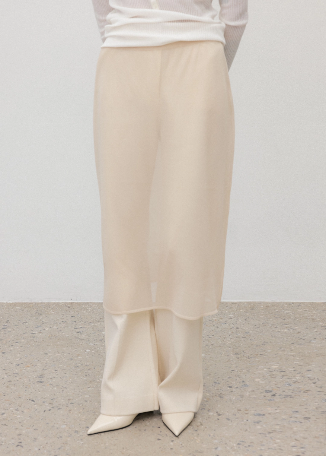 우마뭉 Crinkled linen layered skirt_Skin 상품 이미지 2