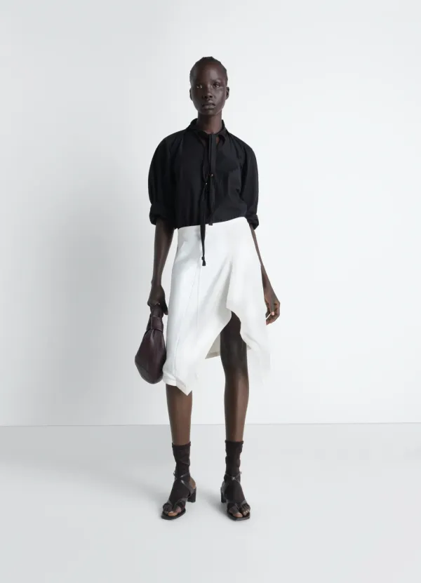 CREASED FOULARD SKIRT IN POLY VISCOSE TWILL