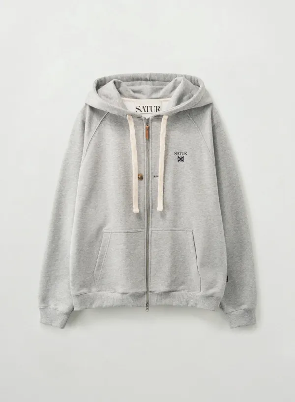[신예은 Pick] Loren Small Logo Hood Zip-up - Melange Gray