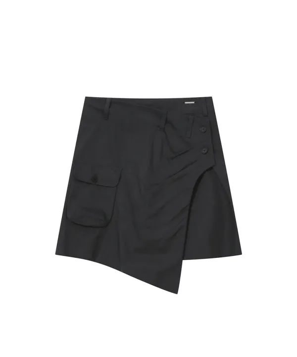 [Hannah X Misekiseoul] Hannah side pocket wrap midi skirt CHARCOAL