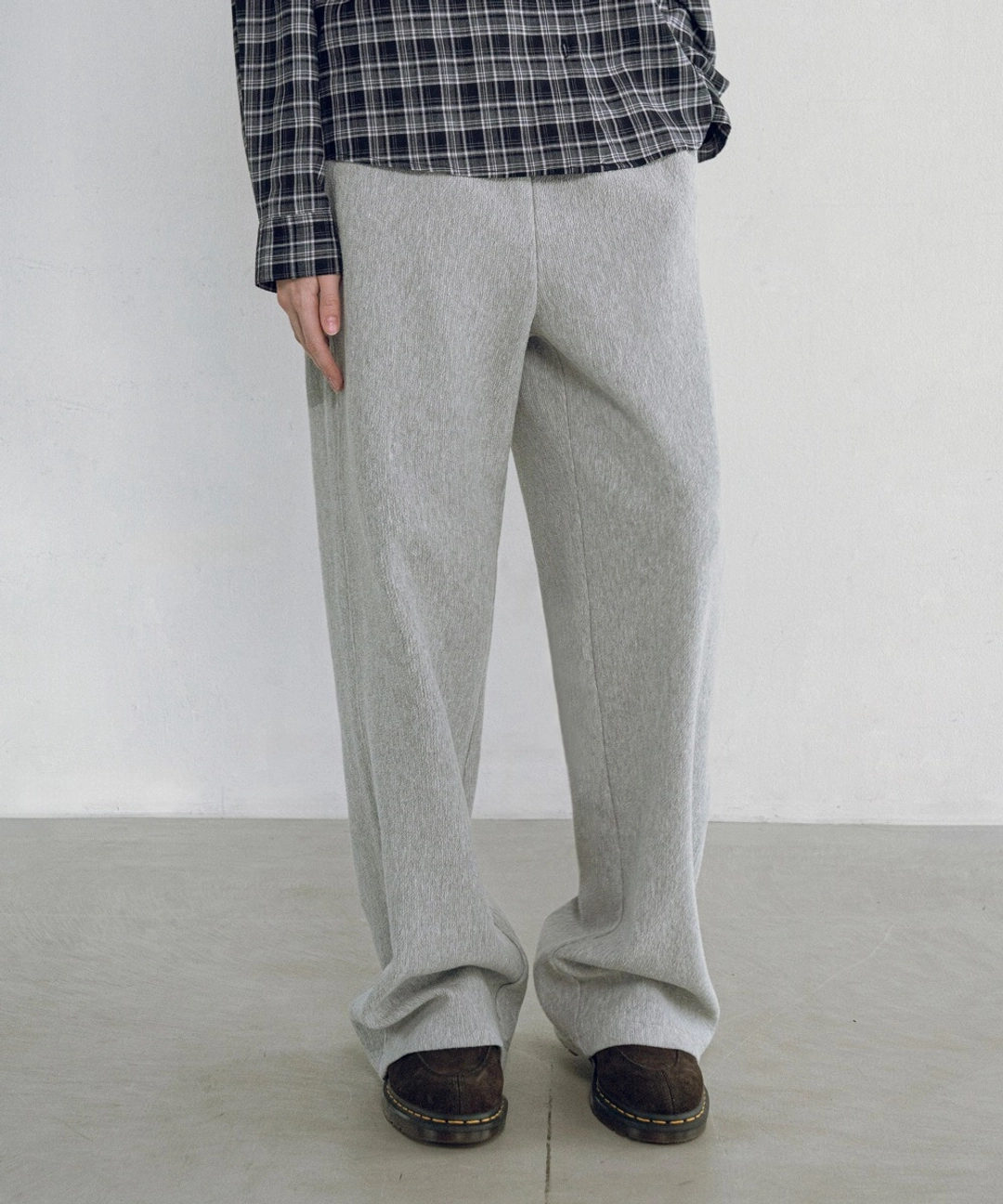 반원 아뜰리에 P3262 밴딩 플리츠 팬츠_Melange gray 상품 이미지 2