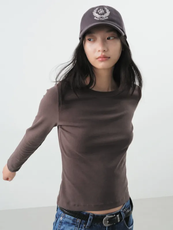 코튼 라운드 긴팔 티셔츠(Basic)_4COLORS