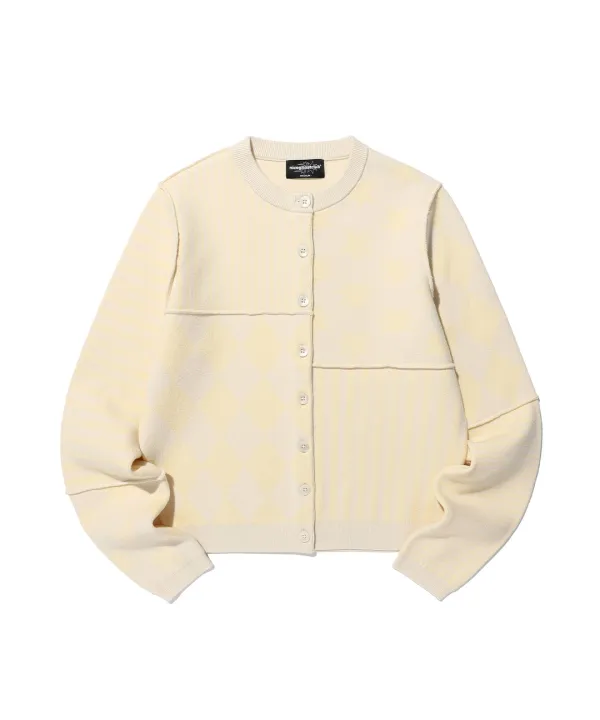 patchwork knit cardigan[ivory]