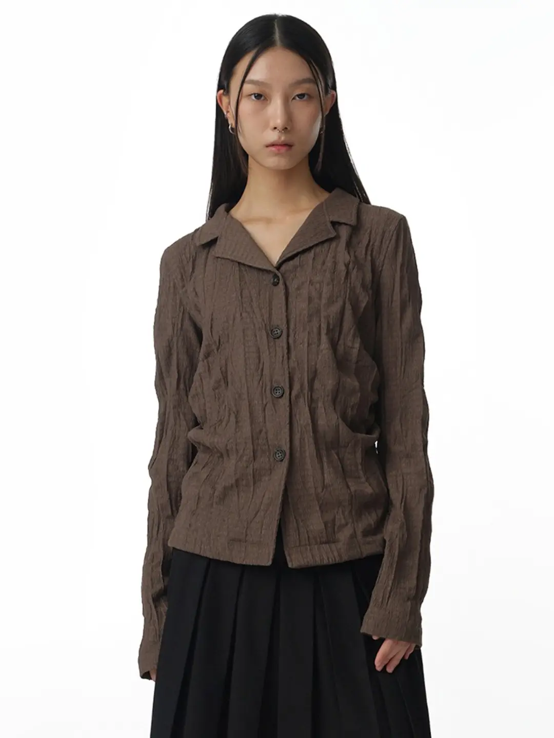 밀로 우먼 Linkle Jersey Shirts [Brown] 상품 이미지 2