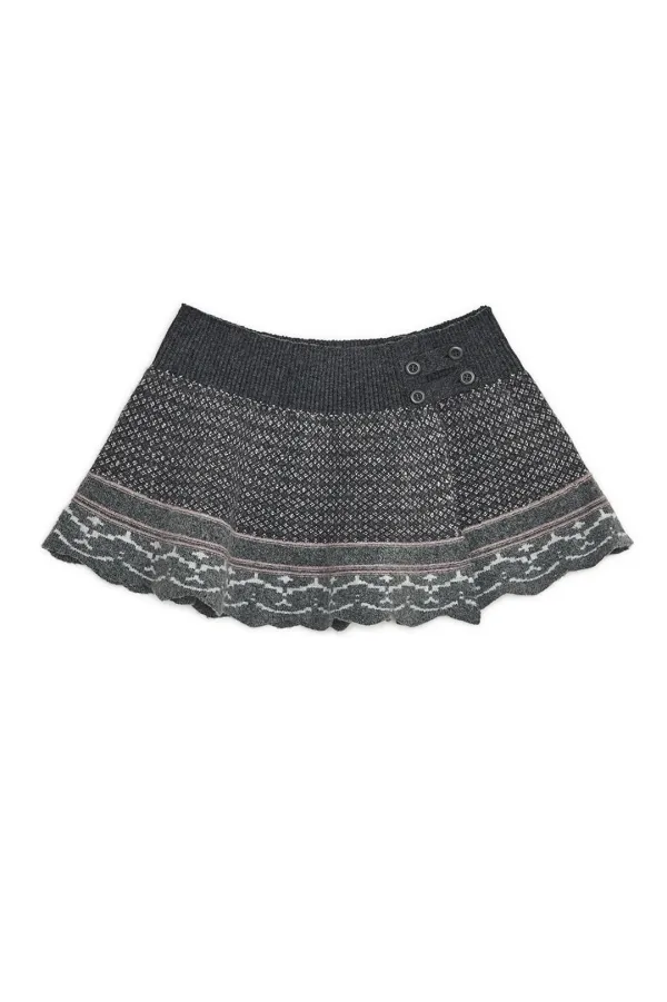 Nordic knit lap skirts (Charcoal)