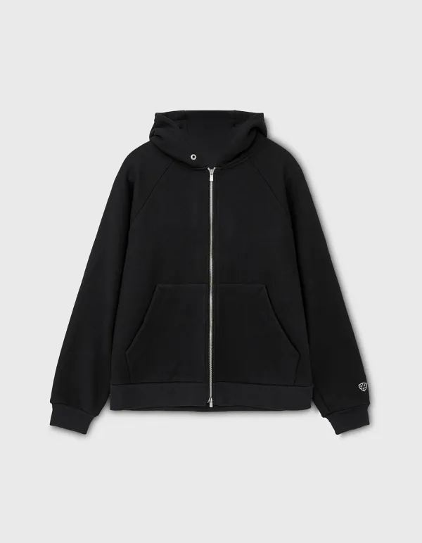 MERINO WOOL ZIP-UP HOODIE / Black