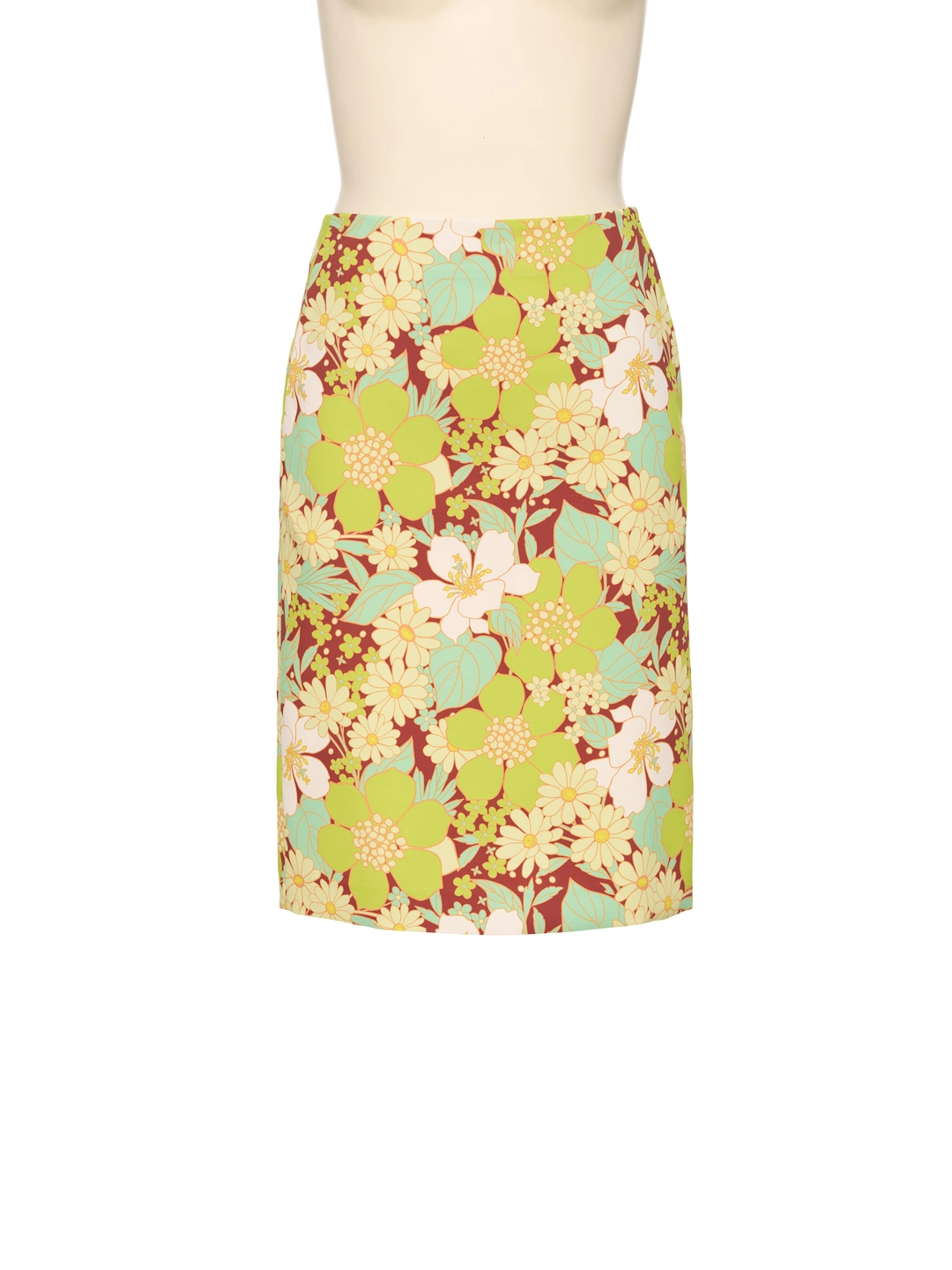 푸쉬버튼 SS26 GREEN FLORAL PENCIL SKIRT 상품 이미지 1
