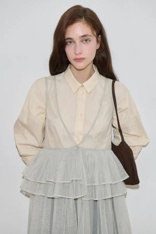 Basic Over Fit Shirt (Light Beige)