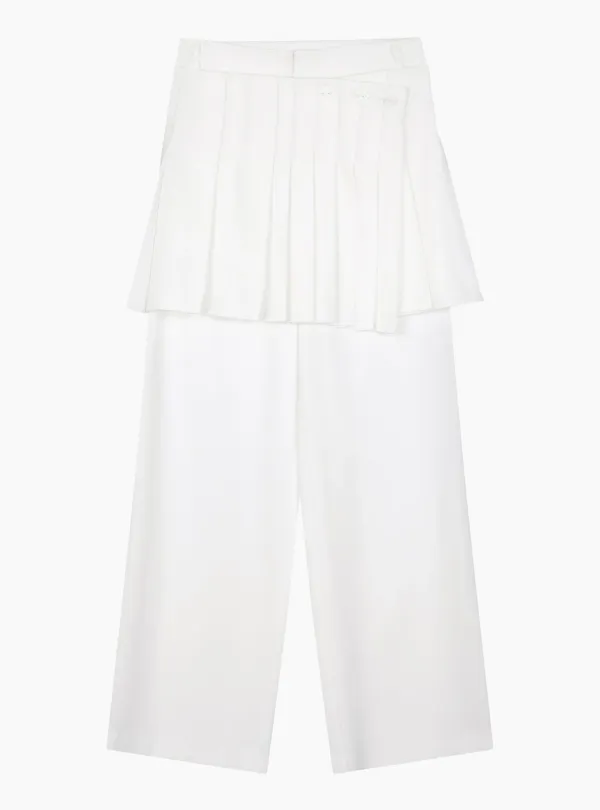 PLEATED SKIRT SLACKS (WHITE)