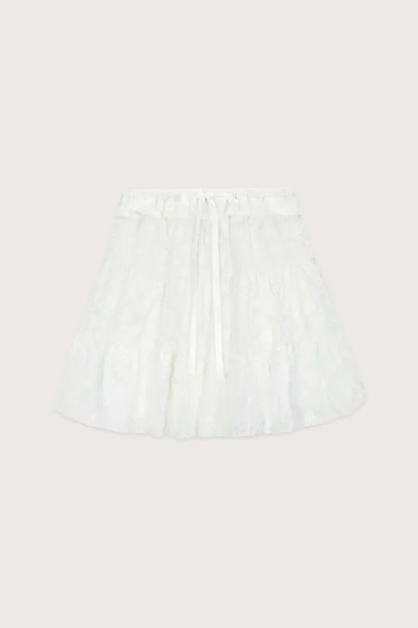 Jacquard Frill Skirt (White)