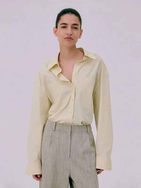 Oversized Pocket Shirts_Light Yellow