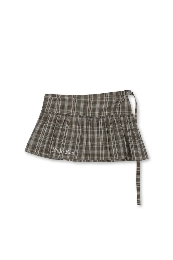 CHECK LAYERED SKIRT IN GREY