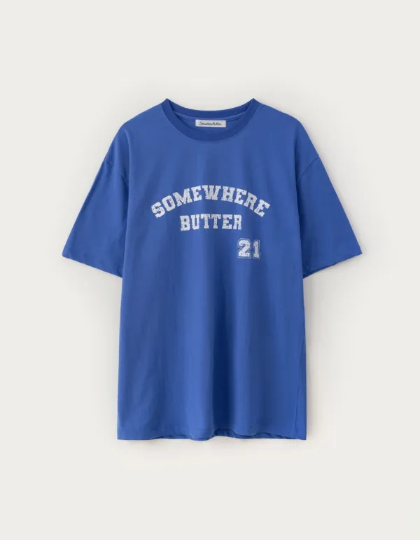 21 Square Logo Over-Fit Top - Cobalt Blue