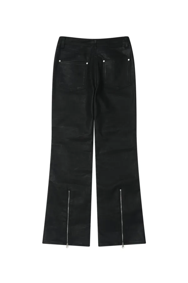 COATED SPAN TROUSERS IN BLACK