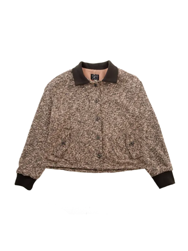 COLLAR KNIT BUTTON JACKET (BROWN)