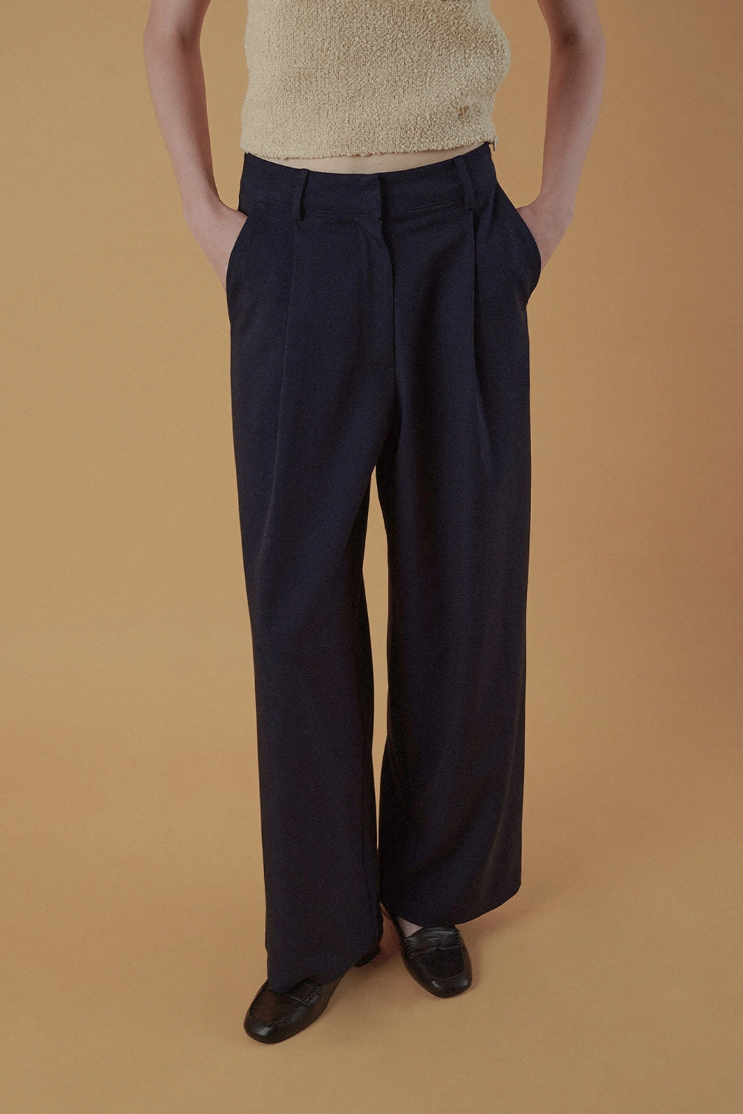 위드아웃썸머 Mode wide slacks_navy 상품 이미지 2