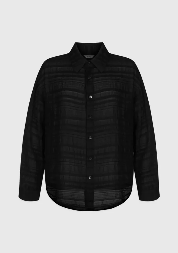 Airy Pleated Shirt Black