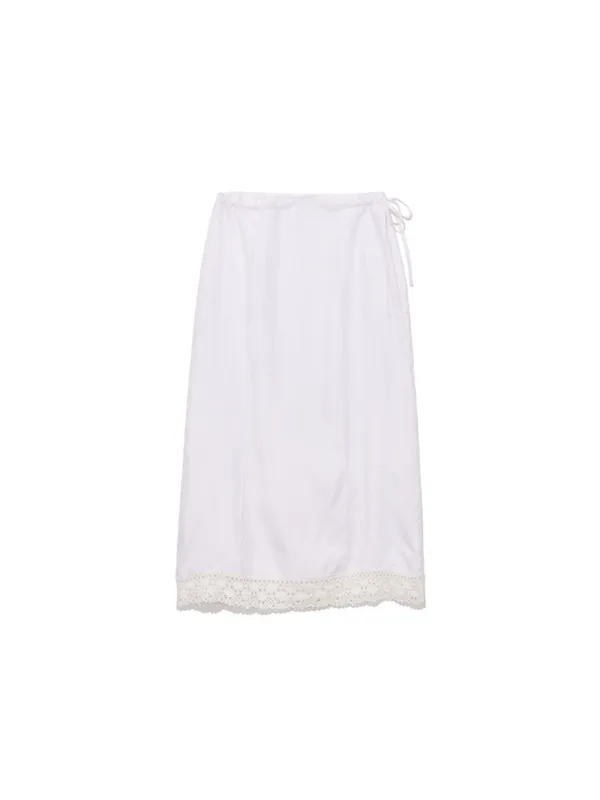 Satin Pintuck Maxi Skirt White_F262SK01