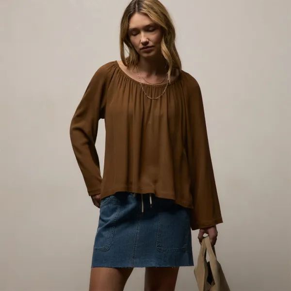 Soft Matte Gathered Top - Gingerbread