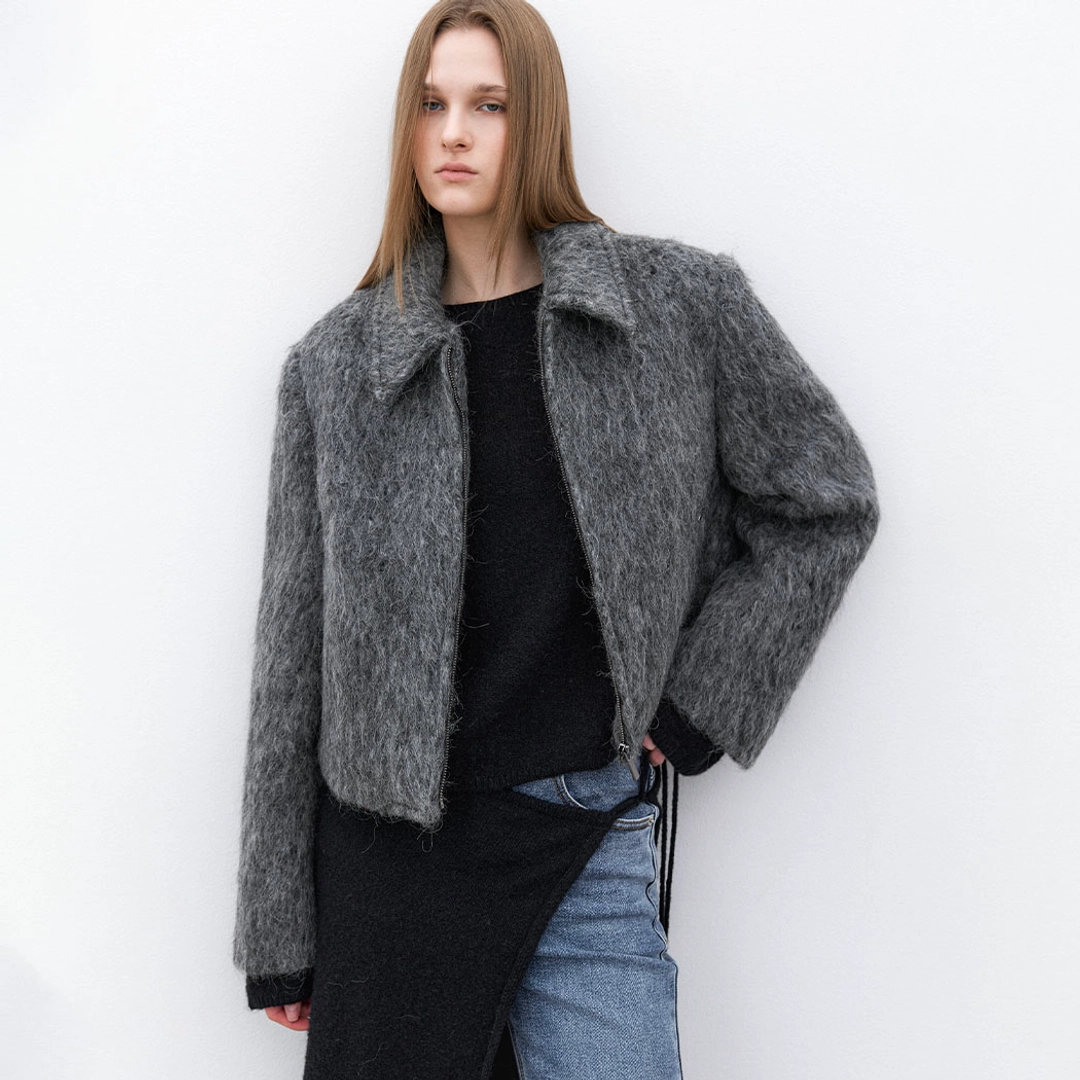 아뜰리에 나인 (JK-3050)WOOL BLENDED HAIRY CROP JACKET 상품 이미지 2