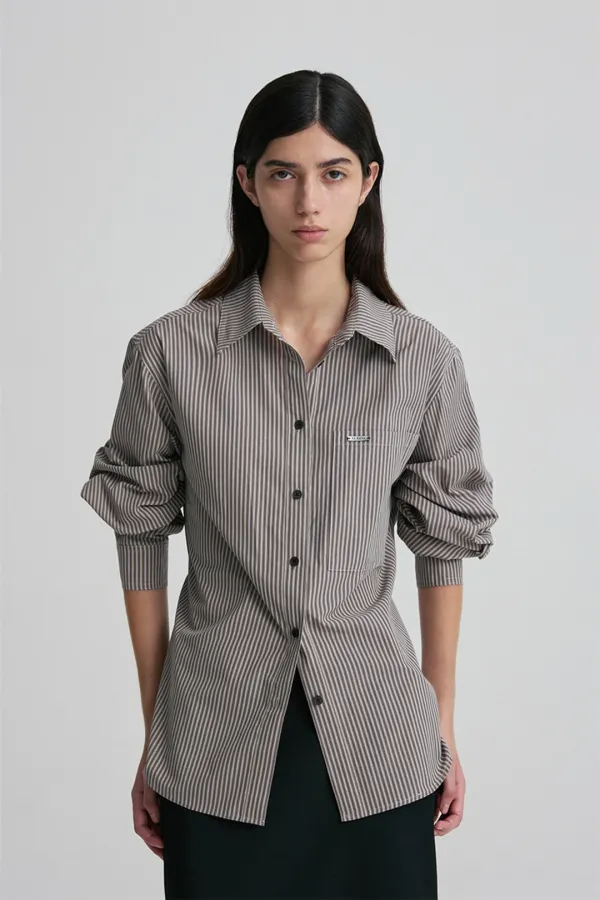 WAIST-TIE STRIPED SHIRT