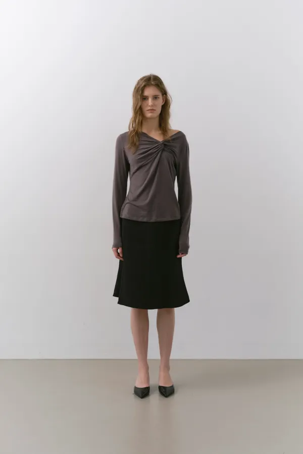 SOFT TWIST LONG SLEEVE T-SHIRT, CHARCOAL