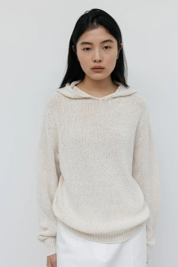 Cotton Hooded Knit (Cream)