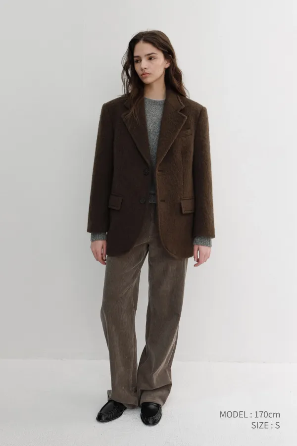 UNISEX ALPACA BLAZER COAT BROWN_UDJA6D123W2