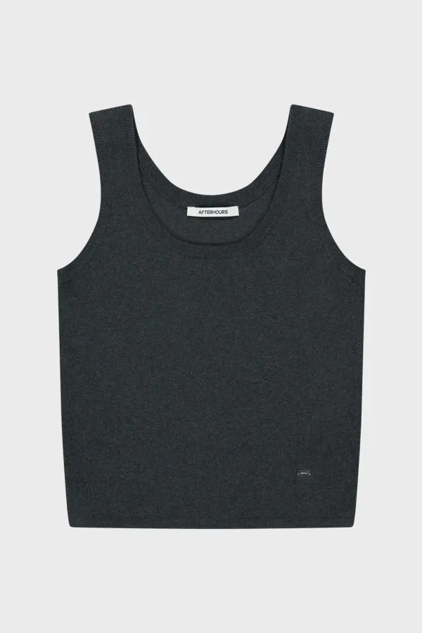 COTTON KNIT SLEEVELESS TOP (CHARCOAL)