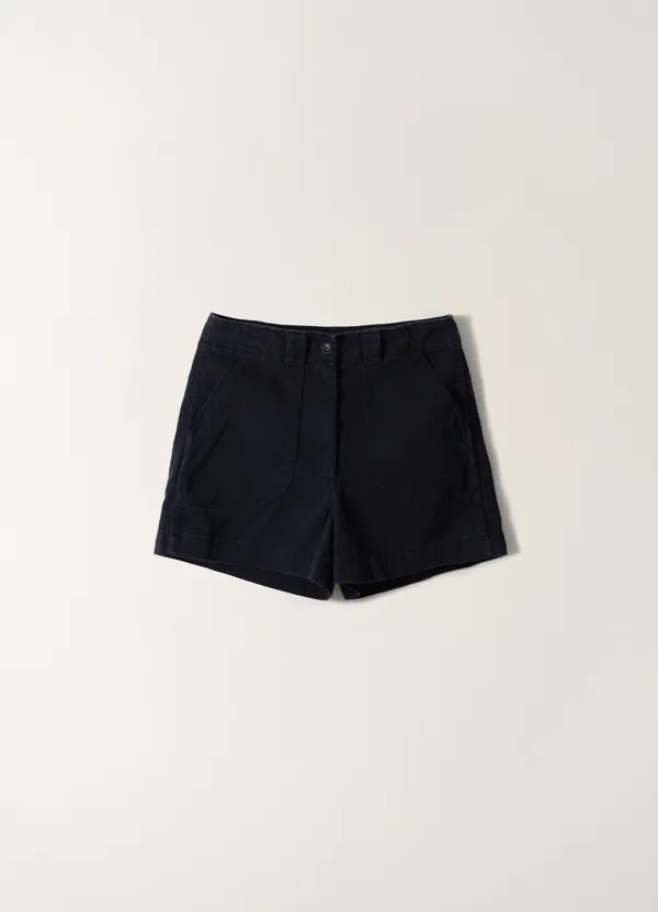 Washed cotton shorts (Dark navy)