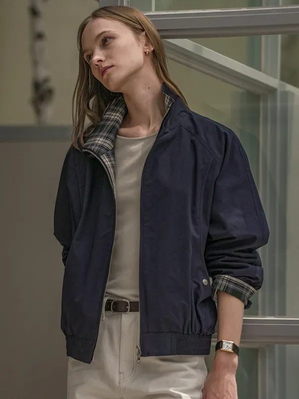 Curved pocket blouson jumper [KNFW02JP02]_Navy