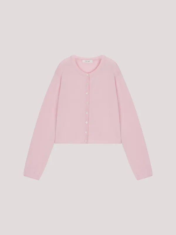Crop button cardigan_pink