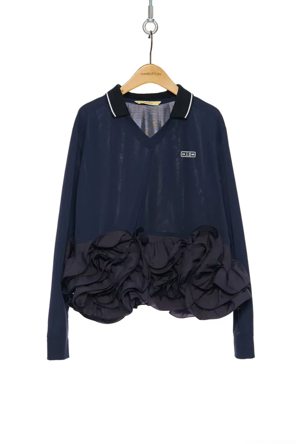 PF25 NAVY FLOWER HEM TOP