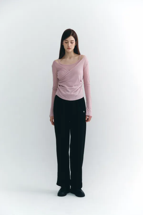 [아이들 우기 착용] Wrap Shirring Long Sleeve Set Purple
